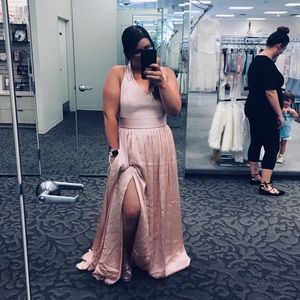 Vera Wang blush bridesmaid dress